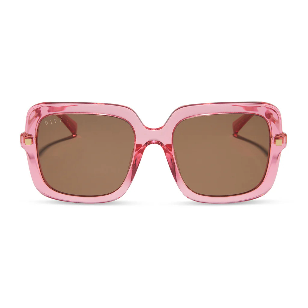SANDRA - CANDY PINK CRYSTAL + BROWN SUNGLASSES | DIFF Eyewear