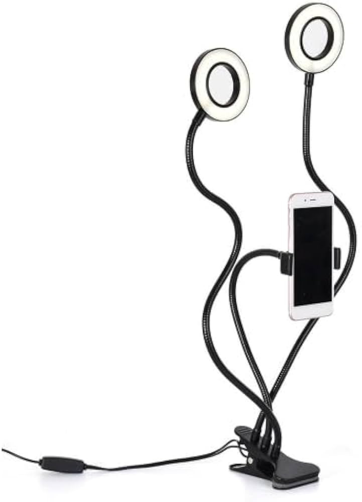Double Selfie Ring Light with Clip On, Flexible Arms with a Cell Phone Holder Stand for Live Stre... | Amazon (UK)