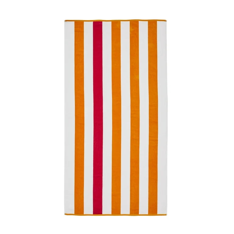 Better Homes & Gardens Cabana Reversible Striped Beach Towel, Pink & Orange | Walmart (US)