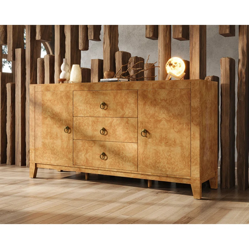 Dorne 60" High Gloss Burl Buffet Sideboard Cabinet | Wayfair North America