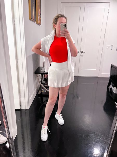 Strawberry girl aesthetic 

Lululemon sculpt tee. Nike platforms. Alo grand slam tennis skirt. White tennis skirt. Activewear. 

#LTKActive #LTKSeasonal #LTKFitness