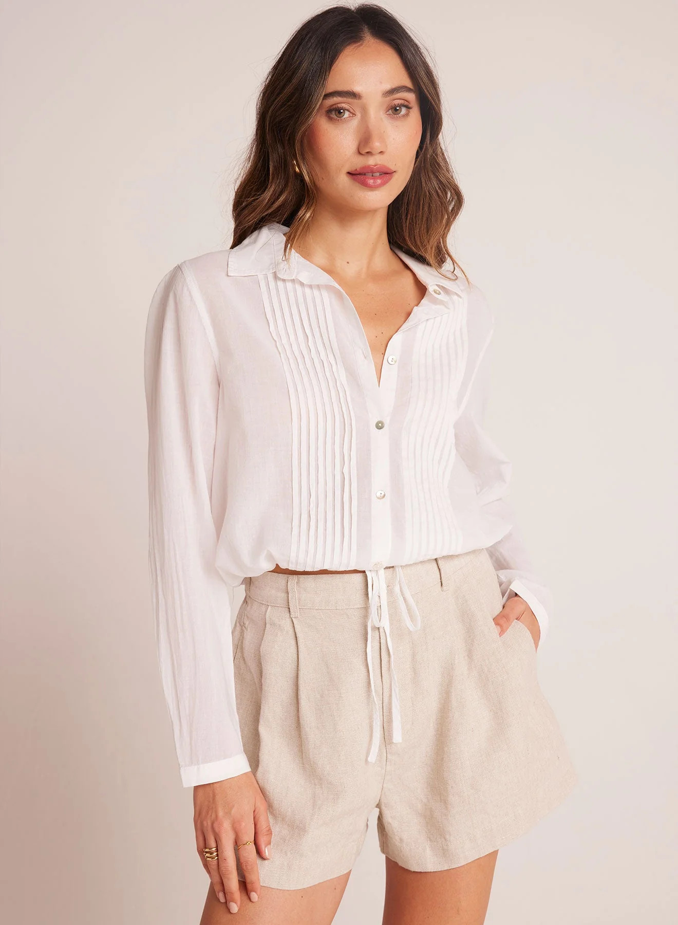 Pleat Front Trouser Short - Linen Sand - Bella Dahl | Bella Dahl