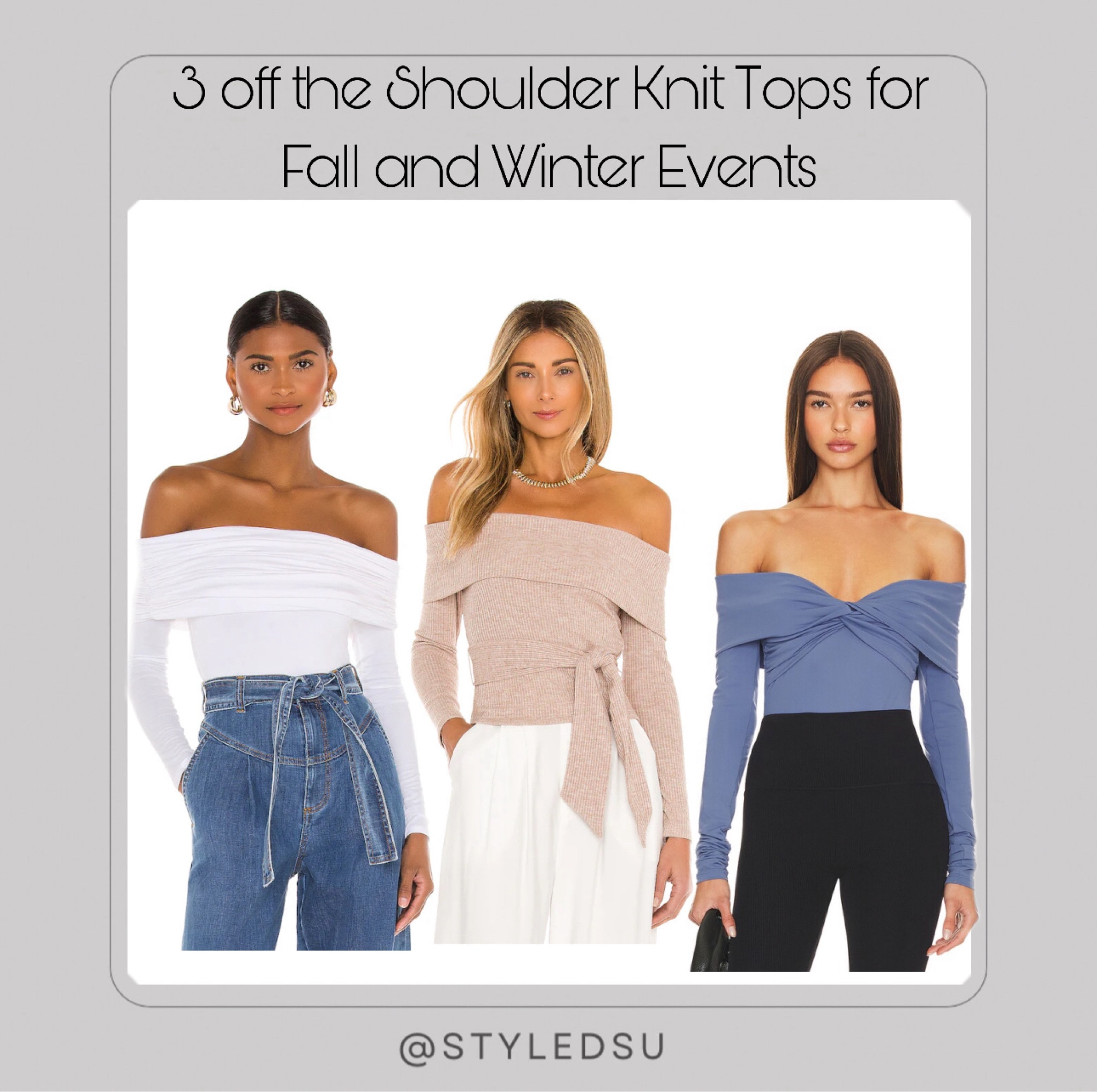 off the shoulder knit tops for fall and winter events. Holiday outfit ideas. 
Revolve tops. 
Revolve sweaters . 
Long Sleeve Sweetheart Blouse in Black
Norma Kamali. 
Revolve knit tops. 
White off the shoulder knit tops. 
Neutral off the shoulder knit top.
Blue off the shoulder knit top. 
Black off the shoulder knit tops . 
ltk bump , ltk sale , ltk find , ltk baby, ltk curves, ltk family , ltk sale alert, ltk style tip , ltk under 100, ltk under 50 ,
Fall outfit inspo, fall style, fall fashion . 
outfit inspo, fashion inspo, content creator, basic style , style inspo , street style, fashion style, outfit inspo, parisian style, styling inspiration, 
capsule wardrobe, style inspo, fashion blogger, neutral colors, minimalist, minimal fashion, blazer, basic style , style inspo , street style, fashion style, outfit inspo, parisian style, styling inspiration, ootd. basic style , style inspo , street style, fashion style, outfit inspo, parisian style, styling inspiration, 
Fall outfit ideas , fall outfit inspo, Floral dress with knee high boots , Fall fashion, fall style 2023, fall , fall booties, fall boots, fall boots2023, fall booties, fall bags, fall basics, fall clothes, fal lclothes womens, fall capsule, fall capsule wardrobe, capsule wardrobe fall, fall concert, fall clothing, fall fashion, fall fashion 2023, fall family photos, fall inspo, fall looks, Nashville fall, fall outfits , fall outfits 2023, fall 2023 outfits , fall photoshoot, fall photos, fall shoes, fall sweaters, fall style, fall trends, fall trends 2022, fall 2023 trends , fall transition, fall tops, early fall, fallphotooutfit, fall family photo outfit , family photo outfit , fall. 
Floral dress with knee high boots 
Fall outfit ideas. Nordstrom. 
Bump friendly. 



#LTKHoliday 



#LTKSeasonal #LTKSpringSale #LTKfindsunder100