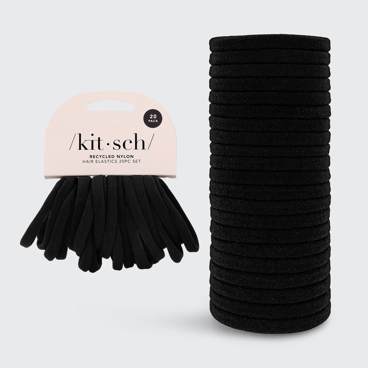 Elastic Hair Ties 20 Pack - Black | Kitsch