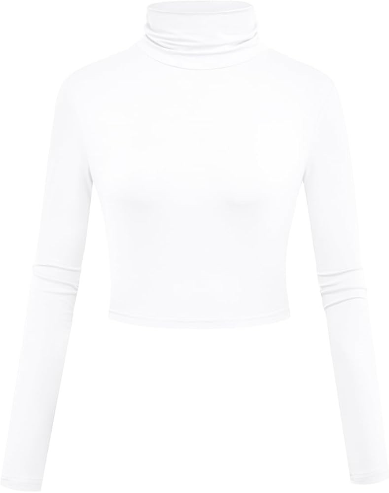 Herou Women Long Sleeve Crop Top Turtleneck Soft Lightweight Basic Slim Fit Tops | Amazon (US)
