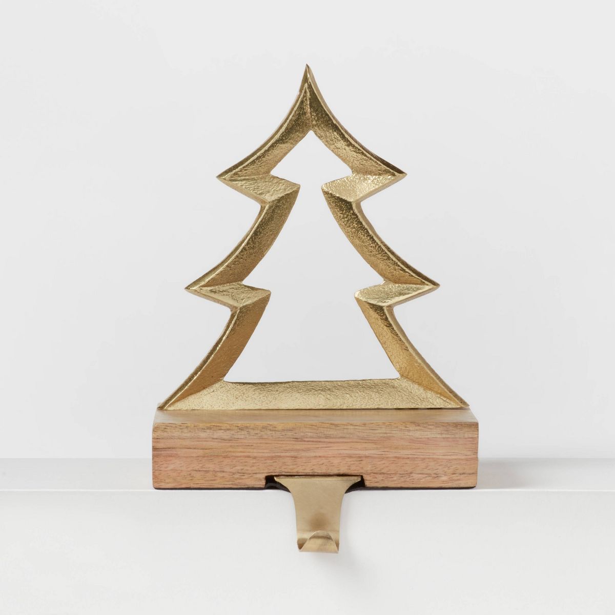 Metal Tree Christmas Stocking Holder with Wood Base Gold - Wondershop™ | Target