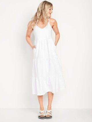 Tiered Slub-Knit Midi Cami Swing Dress for Women | Old Navy (US)