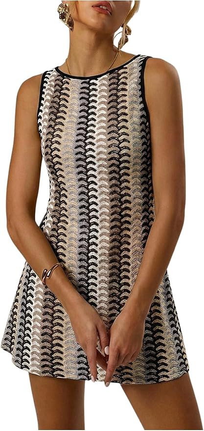 GORGLITTER Women's Crochet Vacation Summer Mini Dress Sundresses Boho Beach Hawaiian Party Club G... | Amazon (US)