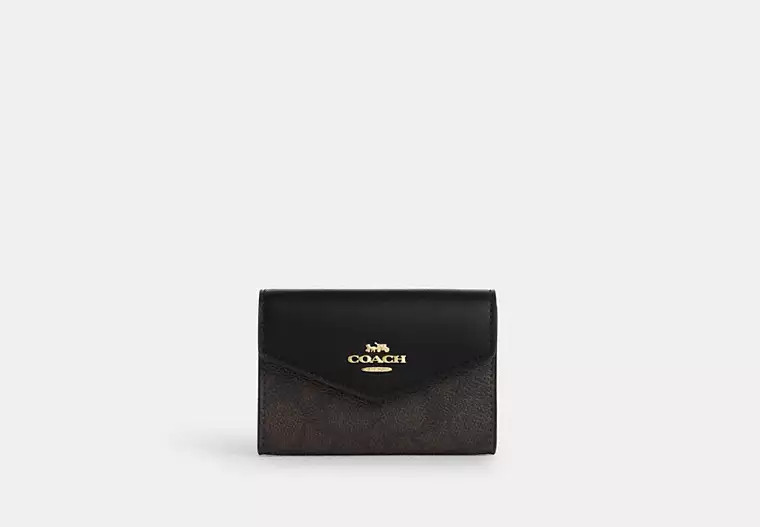 Coach Outlet Flap Card Case In Signature Canvas - Beige | Coach Outlet US