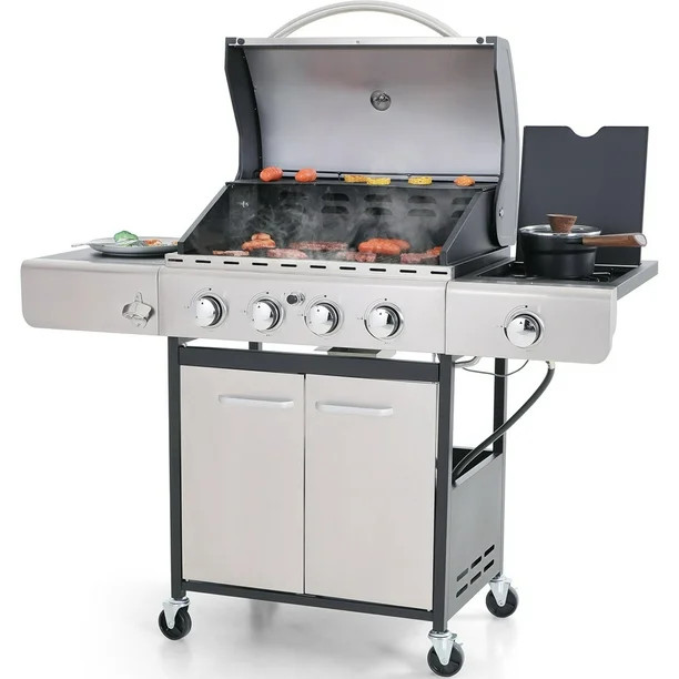 Sophia & William Stainless Steel Portable 4-Burner Propane Gas Grill with Side Burner | Walmart (US)