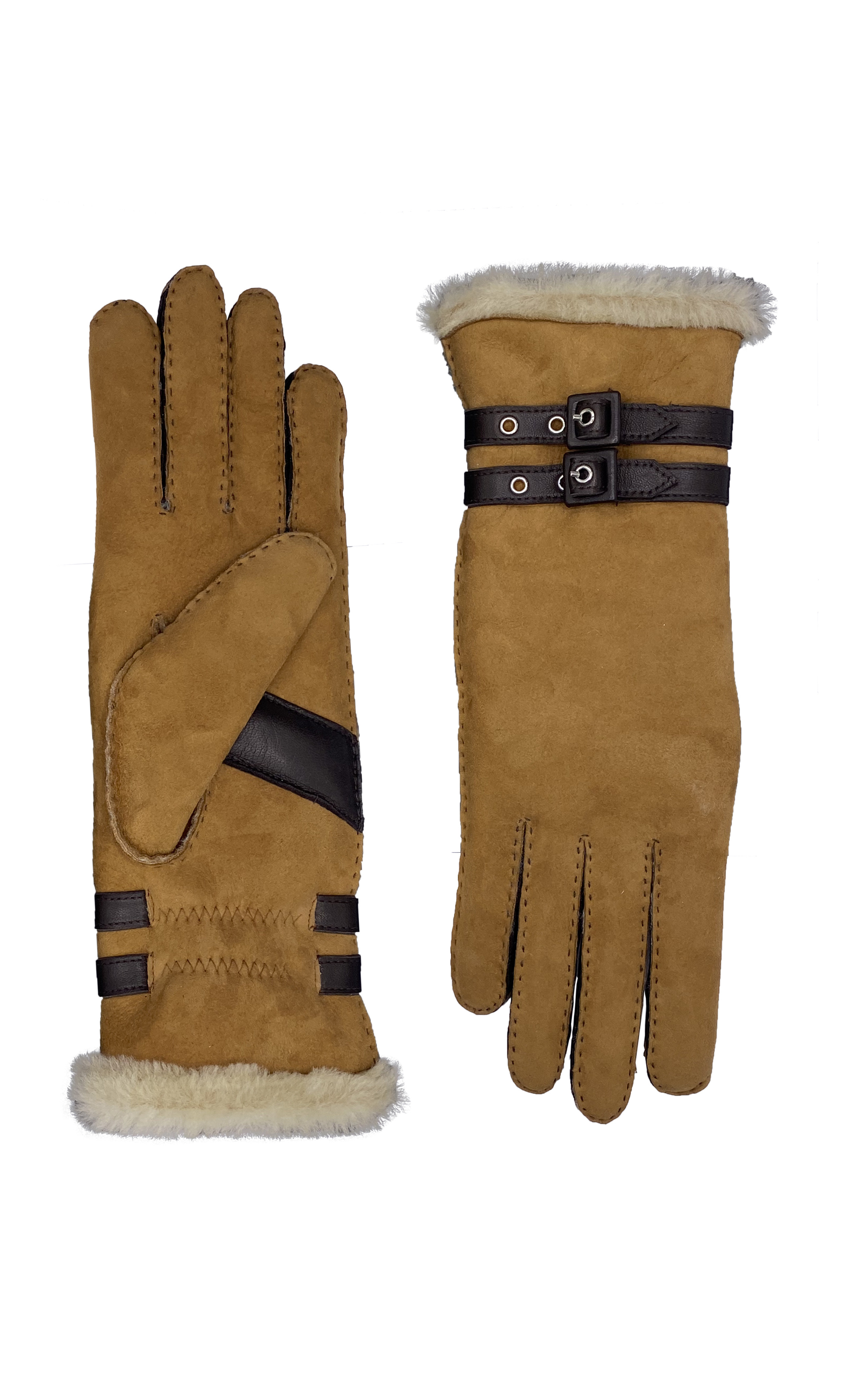 Bombera Leather-Trimmed Shearling Gloves | Moda Operandi (Global)