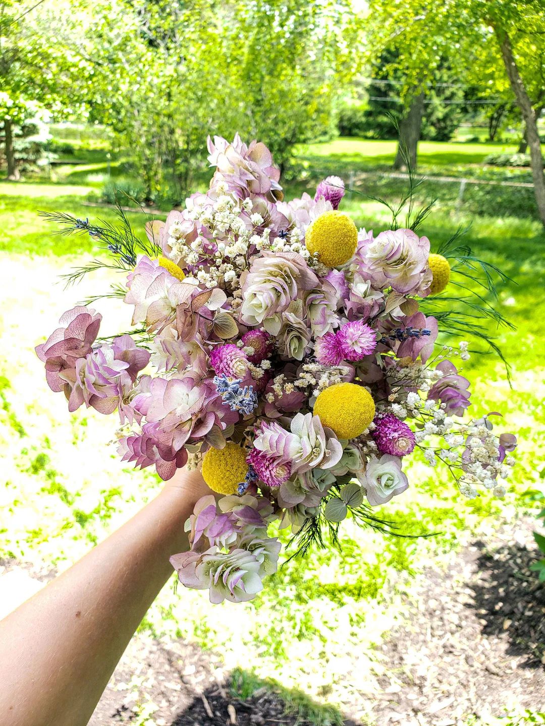 Summer Wedding Bouquet | Dried Floral Arrangement | Bridal Purple Flowers | Table Centerpiece | P... | Etsy (US)