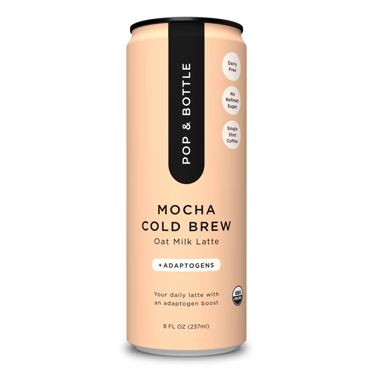 Pop & Bottle Mocha Cold Brew Oat Milk Latte with Adaptogens - 8 fl oz Can | Target