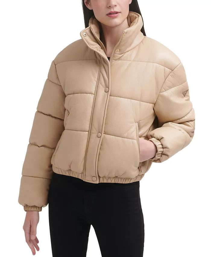 Women's Faux-Leather Puffer Coat | Macys (US)