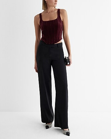 Body Contour Velvet Corset Cropped Tank + Editor Relaxed Trouser Pant | Express