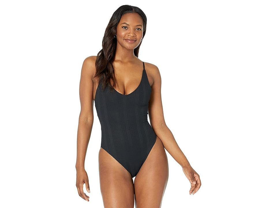 L*Space Pointelle Rib Gianna Classic One-Piece (Black) Women's Swimsuits One Piece | Zappos