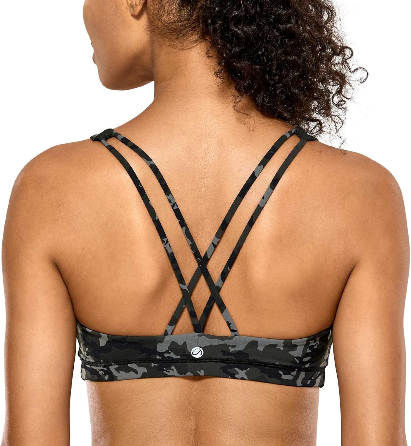 CRZ YOGA Women's Low Impact Wirefree Padded Yoga Sports Bra Strappy Back Activewear for Women | Amazon (US)