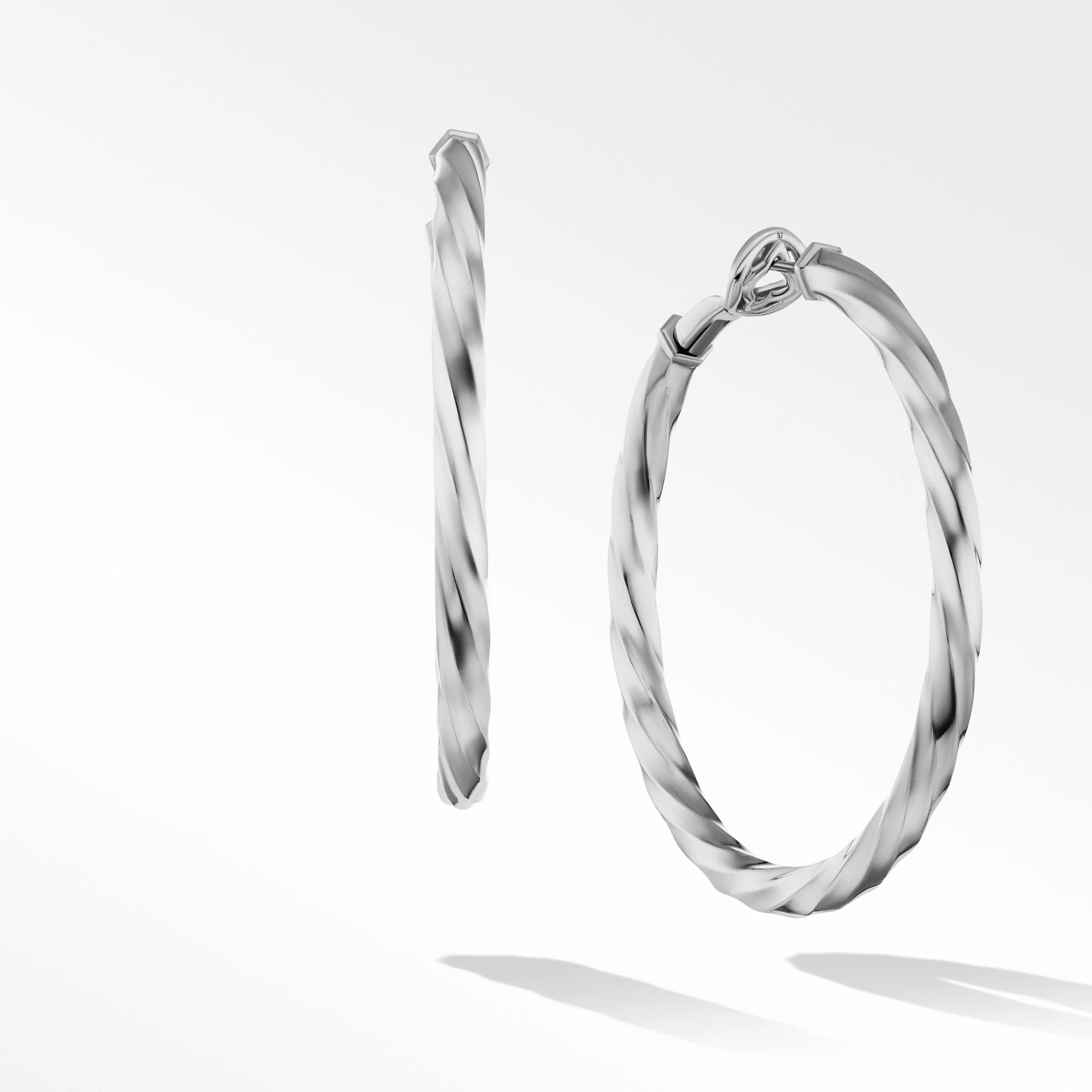 Cable Edge® Hoop Earrings in Recycled Sterling Silver | David Yurman