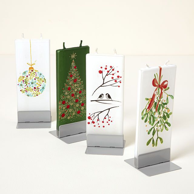 Hand-Painted Holiday Flat Candle | UncommonGoods