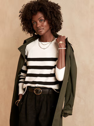 Striped Raglan Pullover Sweater | Banana Republic Factory