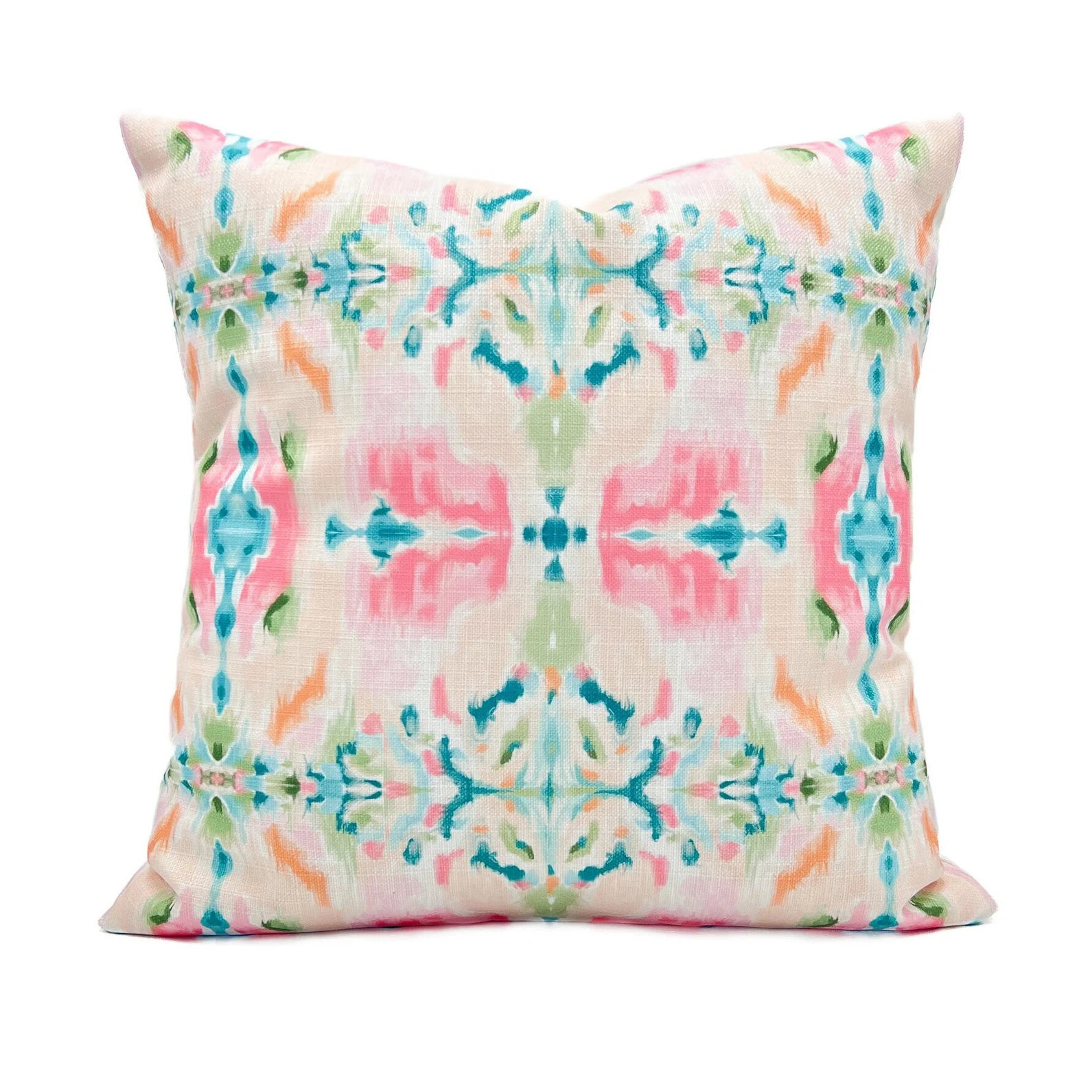 Kaleidoscope Pillow || 24x24 Ivory, Pink & Teal Kaleidoscope Pillow || Trendy Throw Pillow - 1195 | Etsy (Global)
