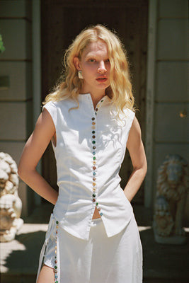 Quinn Linen Top | Yellow The Label