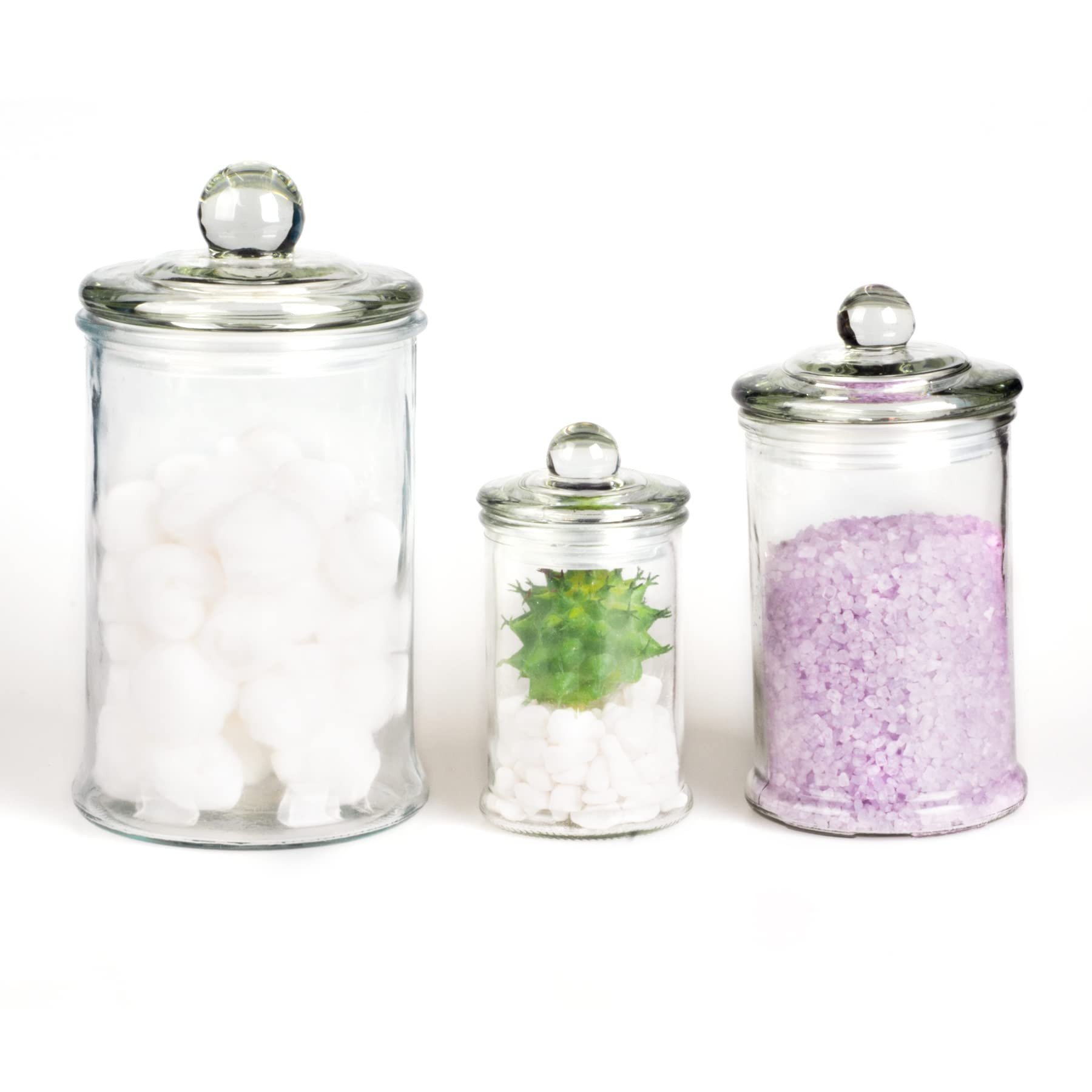 Mini Glass Apothecary Jars, Bathroom Storage Organizer Canisters for Cotton Swabs, Cotton Balls, ... | Amazon (US)