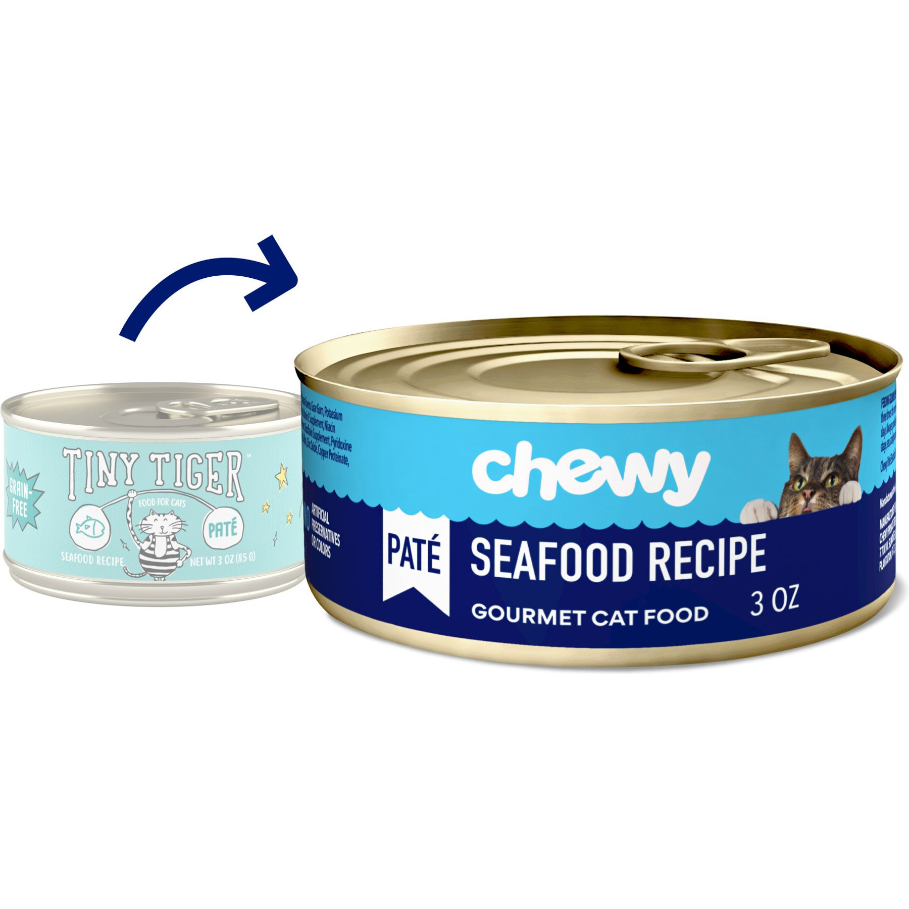 Chewy Made Pate Seafood Recipe Canned Cat Food (FORMERLY TINY TIGER), 3-oz can, case of 24 | Chewy