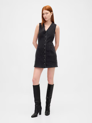 Denim V-Neck Mini Dress | Gap (US)