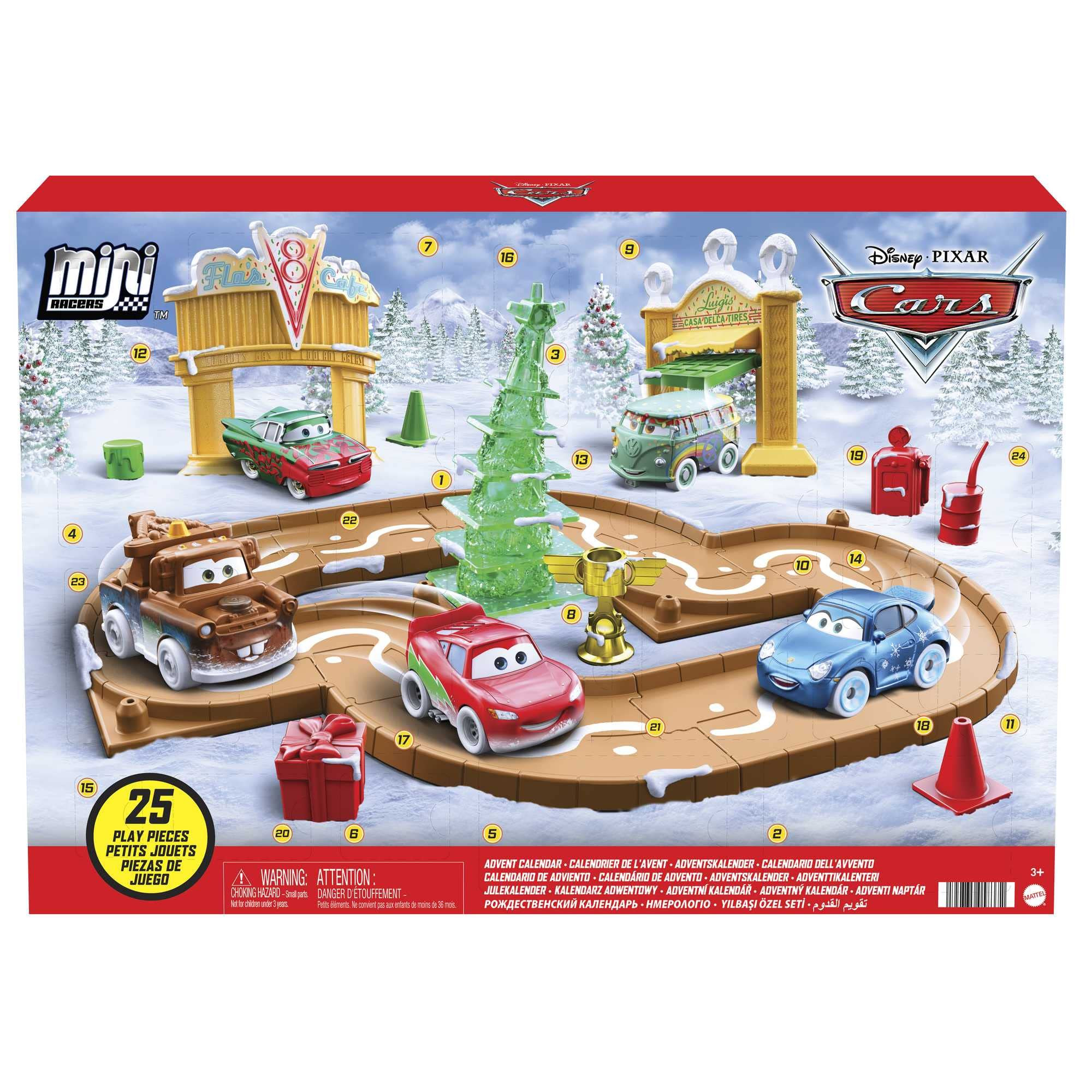 ​Disney and Pixar Cars Toys Mini Racers Advent Calendar with 5 Toy Cars, Track Pieces and Mini-... | Amazon (US)