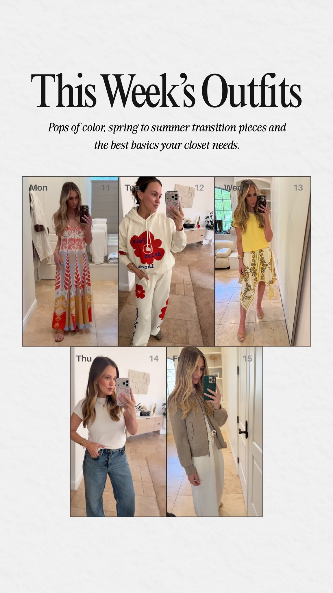 This weeks outfits!

OOTD, outfits of the week, trendy fashion, chic fashion, chic style, summer fashion, women’s fashion
