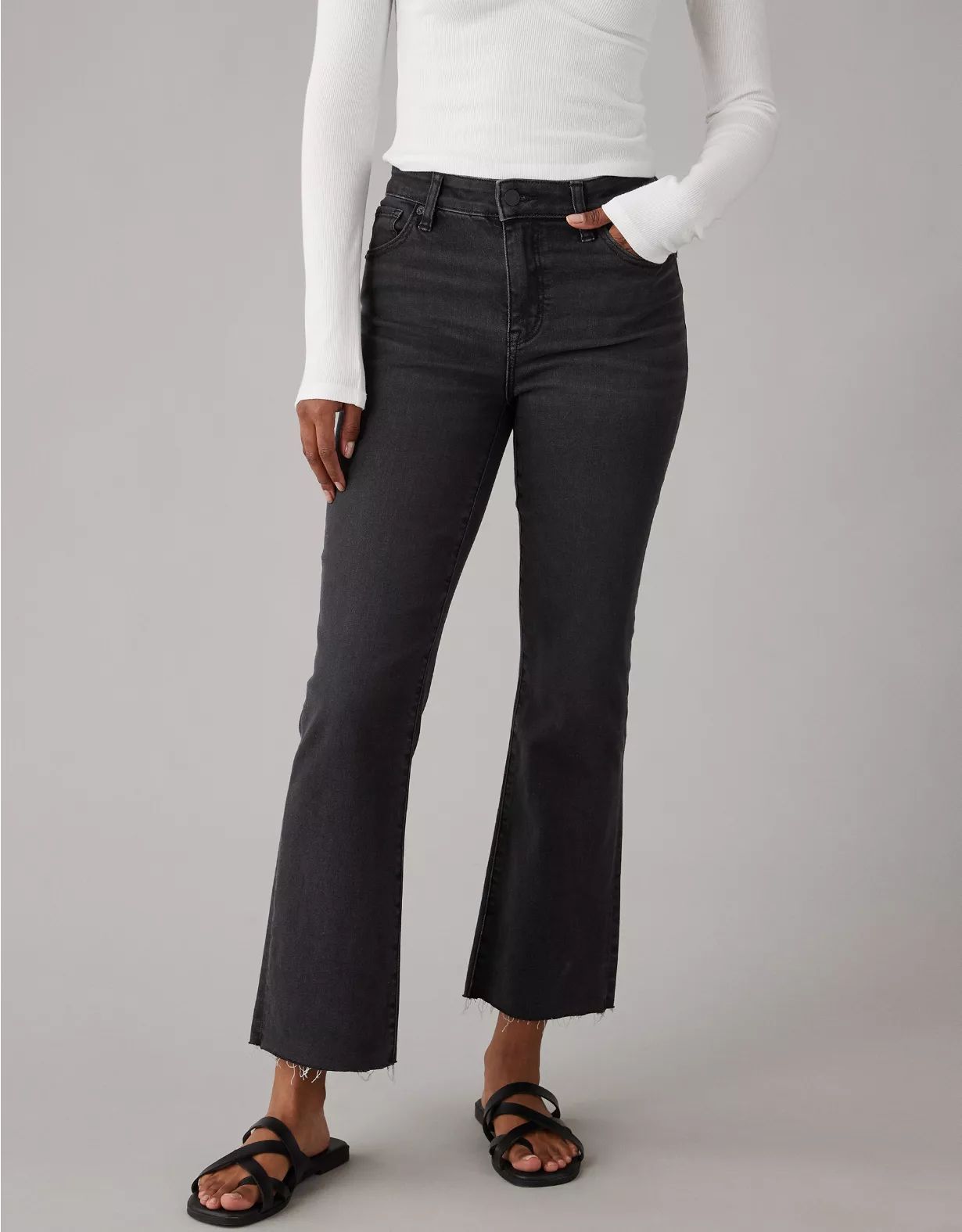 AE Next Level High-Waisted Kick Bootcut Crop Jean | American Eagle Outfitters (US & CA)