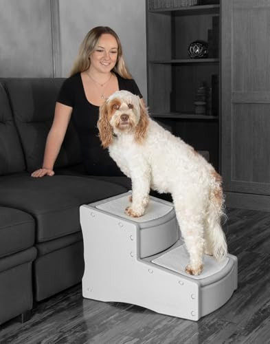 Pet Gear Easy Step II Extra Wide Pet Stairs, 2 Step for Dogs/Cats up to 200 pounds, Removable/Washable Carpet, Easy Assembly (No Tools Required), Fog | Amazon (US)