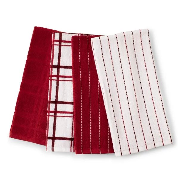 Better Homes & Gardens Kitchen Towel Set, Red, 4 Count - Walmart.com | Walmart (US)