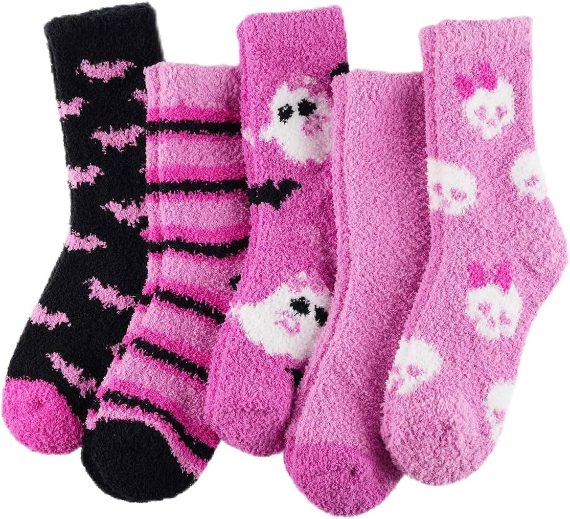 Halloween Fuzzy Socks for Women,Cozy Fluffy Warm Slipper Socks for Winter | Amazon (US)