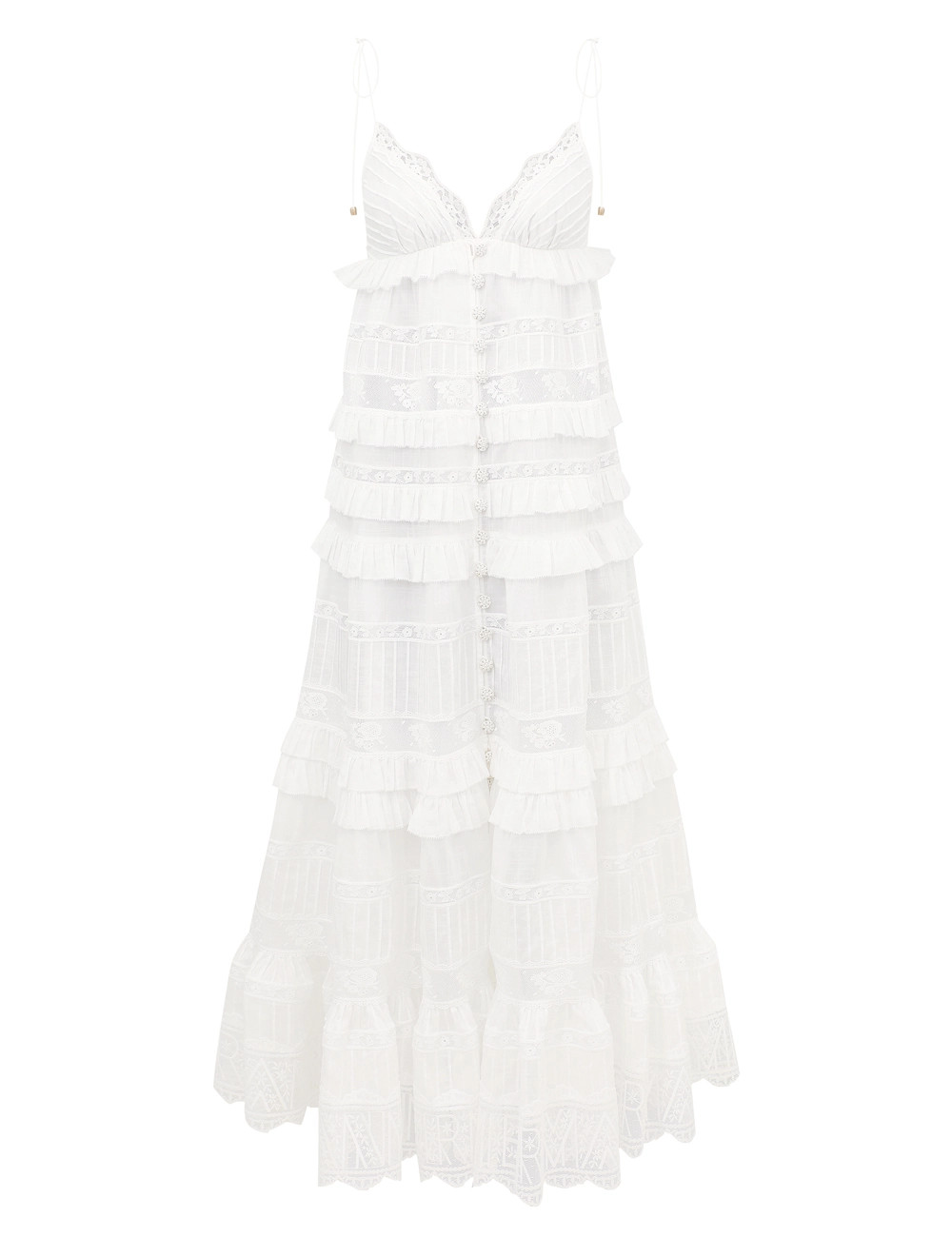 Solstice Tiered Midi Dress - Ivory | ZIMMERMANN (US, CA, EU, MENA)
