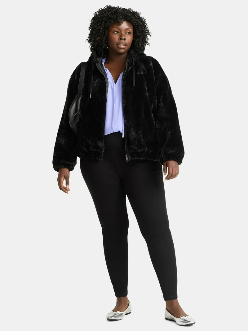 Time and Tru Women's and Women's Plus Faux Fur Hoodie Jacket, Sizes XS-2X | Walmart (US)