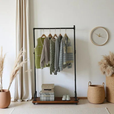 Clothes Rack - Clothing Rack With Storage Shelf & Casters, Heavy-Duty Metal Clothing Rack For Hanging Clothes, Dresses, Coats, Large Load Capacity, E | Wayfair North America