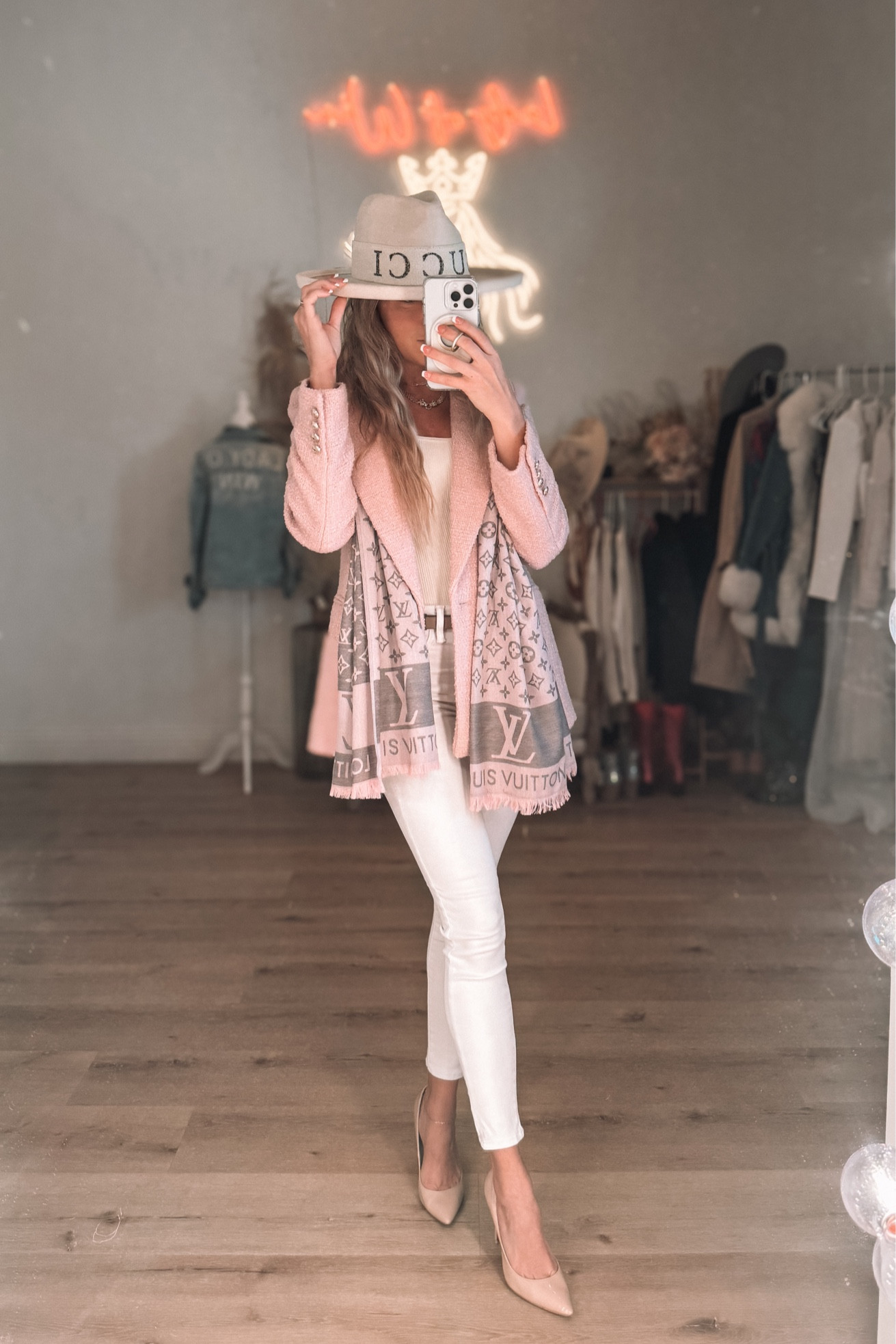 Pink and white workwear! 
Pink blazer, luxury accessories 

#LTKSeasonal #LTKCyberWeek #LTKworkwear