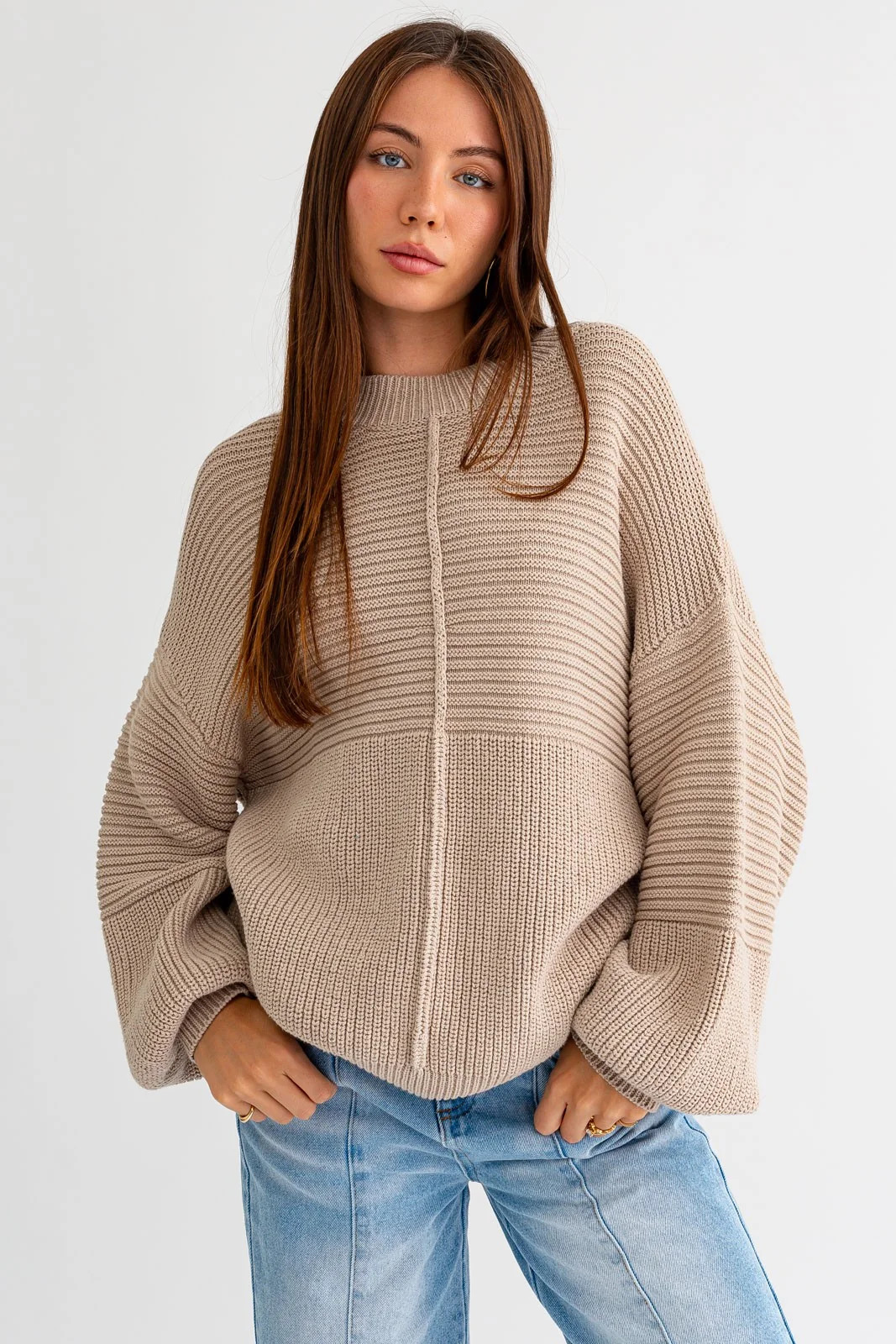 Beige Ribbed Sweater | PinkBlush Maternity