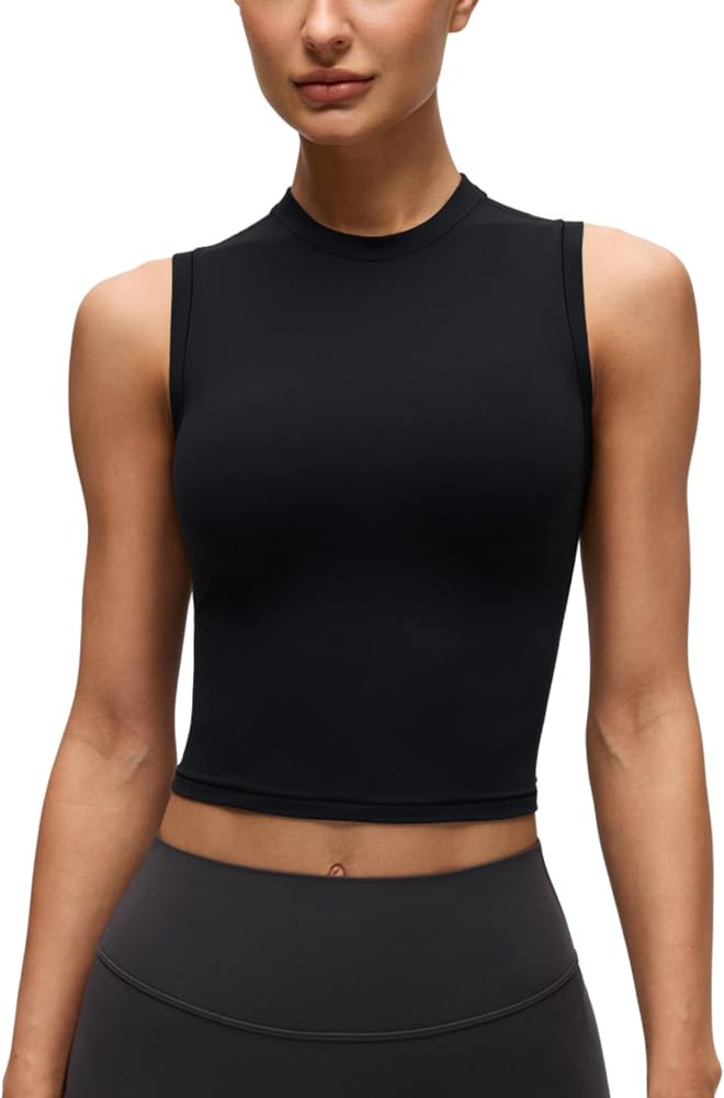 CRZ YOGA Softembrace High Neck Crop Tank Top | Amazon (US)