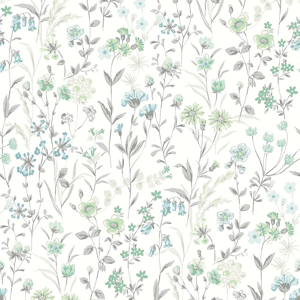 NextWall Wildflowers Peel and Stick Wallpaper (Dew Drop & Spring Green) | Amazon (US)