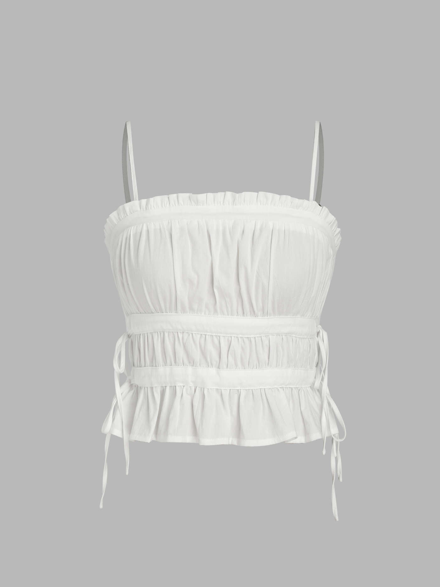 Shirred Knotted Ruffle Hem Tank Top | Cider