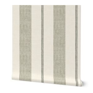 (large scale) Ivy Stripes - Vertical Sage on Cream - LAD22 | Spoonflower