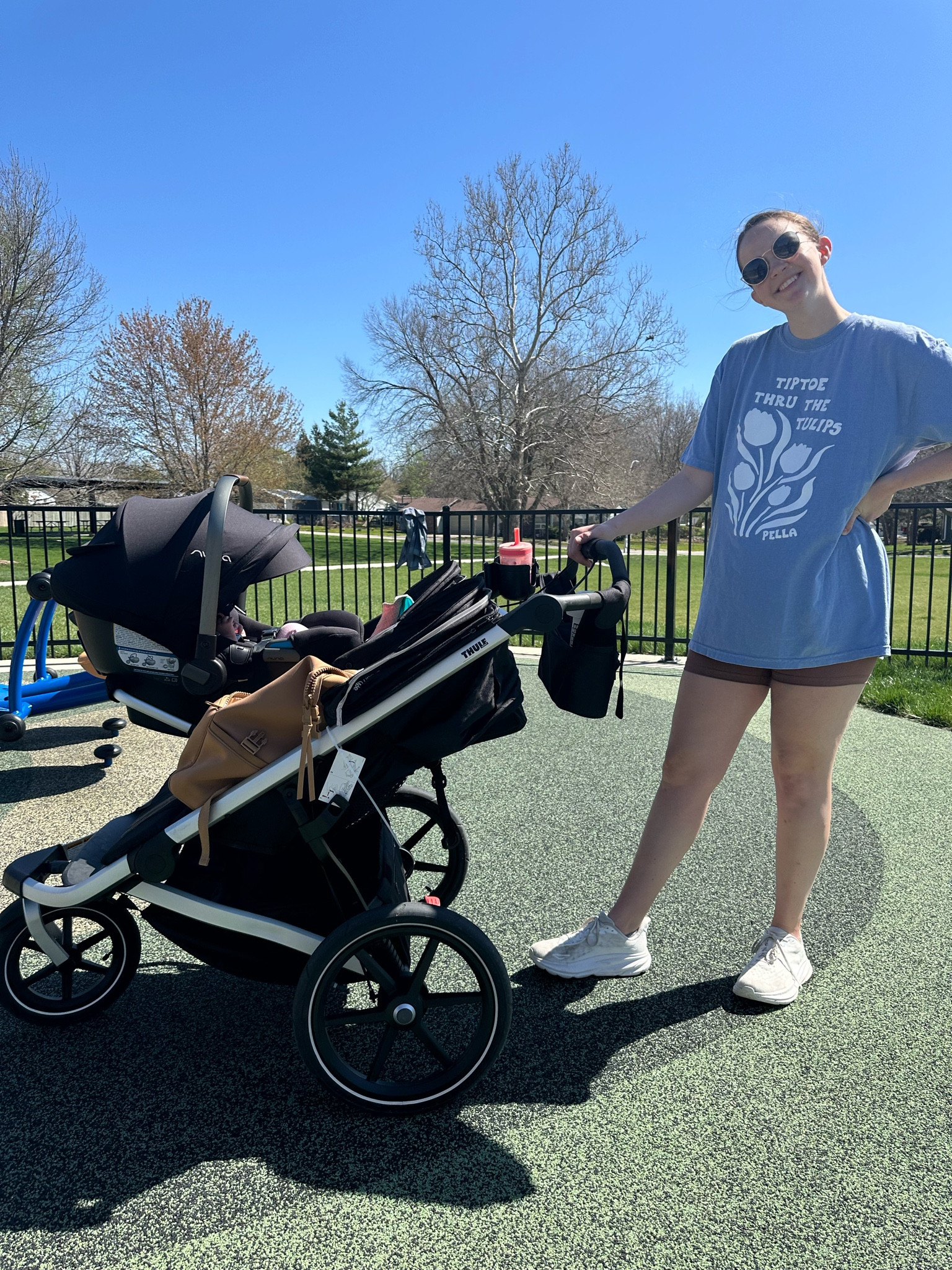 Okay, you guys the Thule side by side double has been so great for us! It’s often like a pack mule. 

We chose this one over the BOB because the bottom storage is bigger and isn’t obstructed by a weird strap! It easily fits Fern’s scooter and bags. 

The smoothest ride ever and has a universal car seat attachment! 

Pricey, but worth it if you’re out walking a lot! 

#LTKhome #LTKfitness #LTKActive