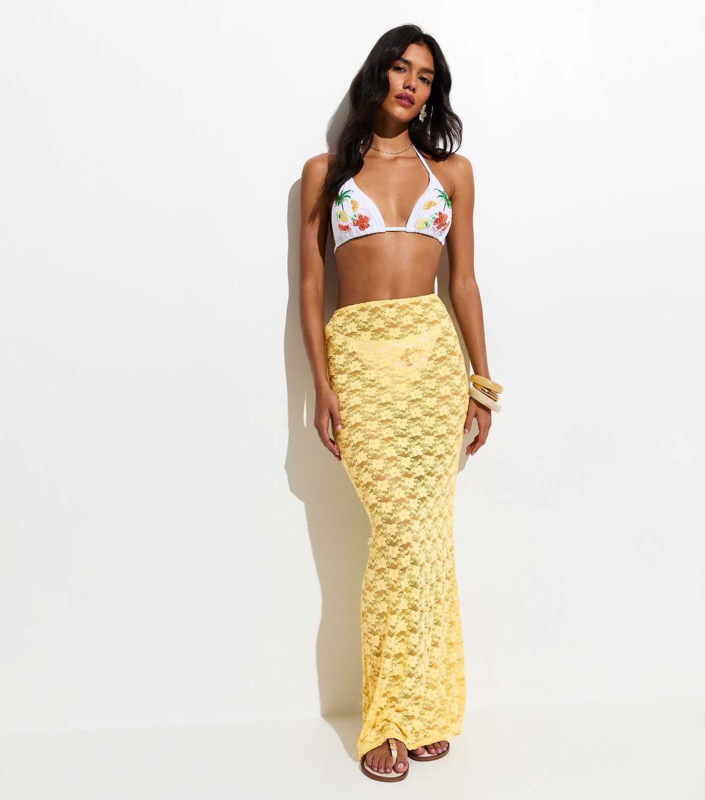 Light Yellow Lace Column Beach Maxi Skirt | New Look | New Look (UK)
