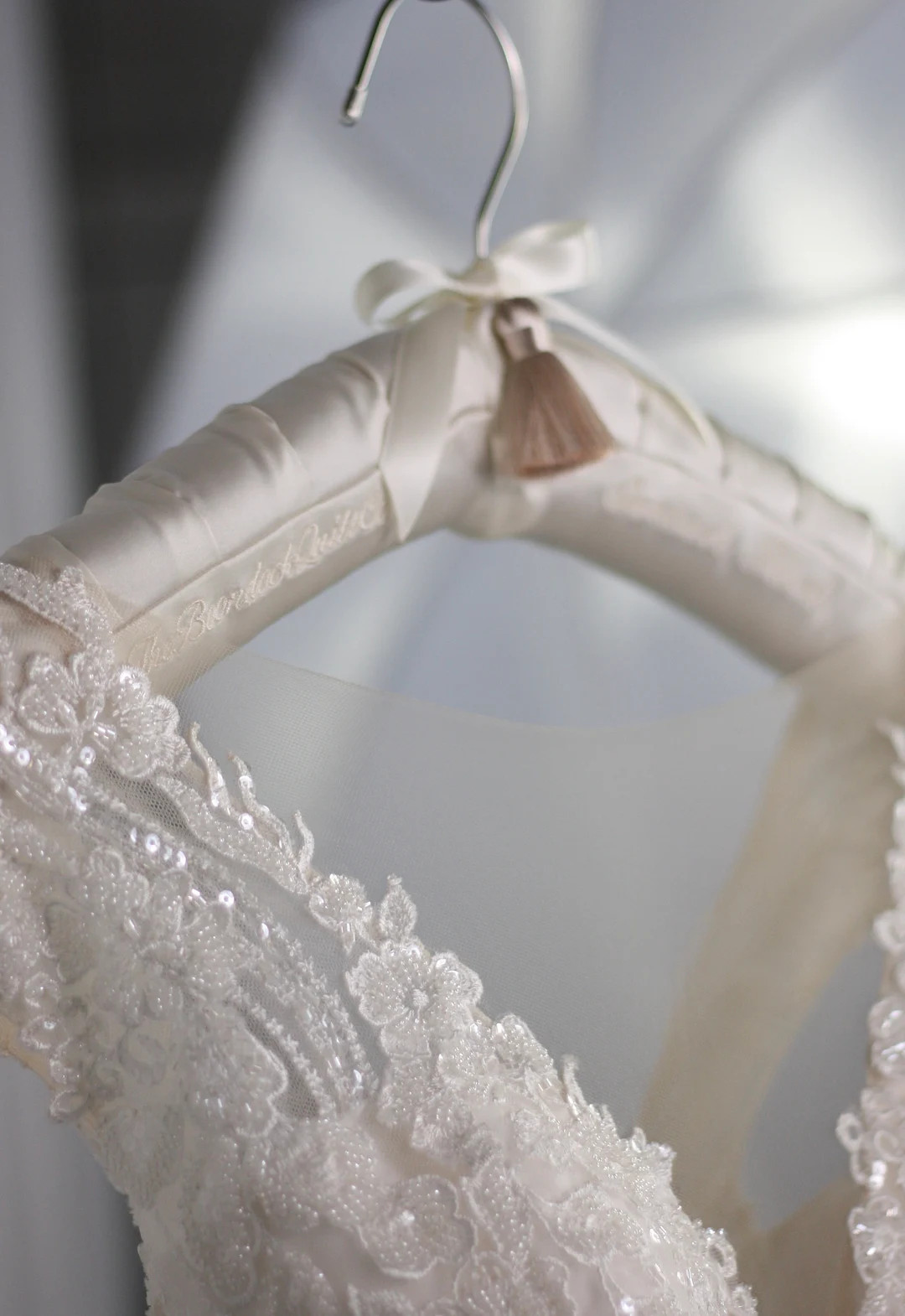 Personalized Bridal Hanger, Luxe Satin Wedding Dress Hanger, Embroidered, Well Padded With Ribbon... | Etsy (US)