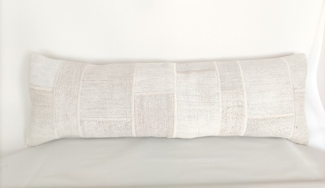 White Cream Pillow Cover 16x48, King Bed Pillow, Handwoven Pillow, Long Pillow for Bed, Hemp Pill... | Etsy (US)