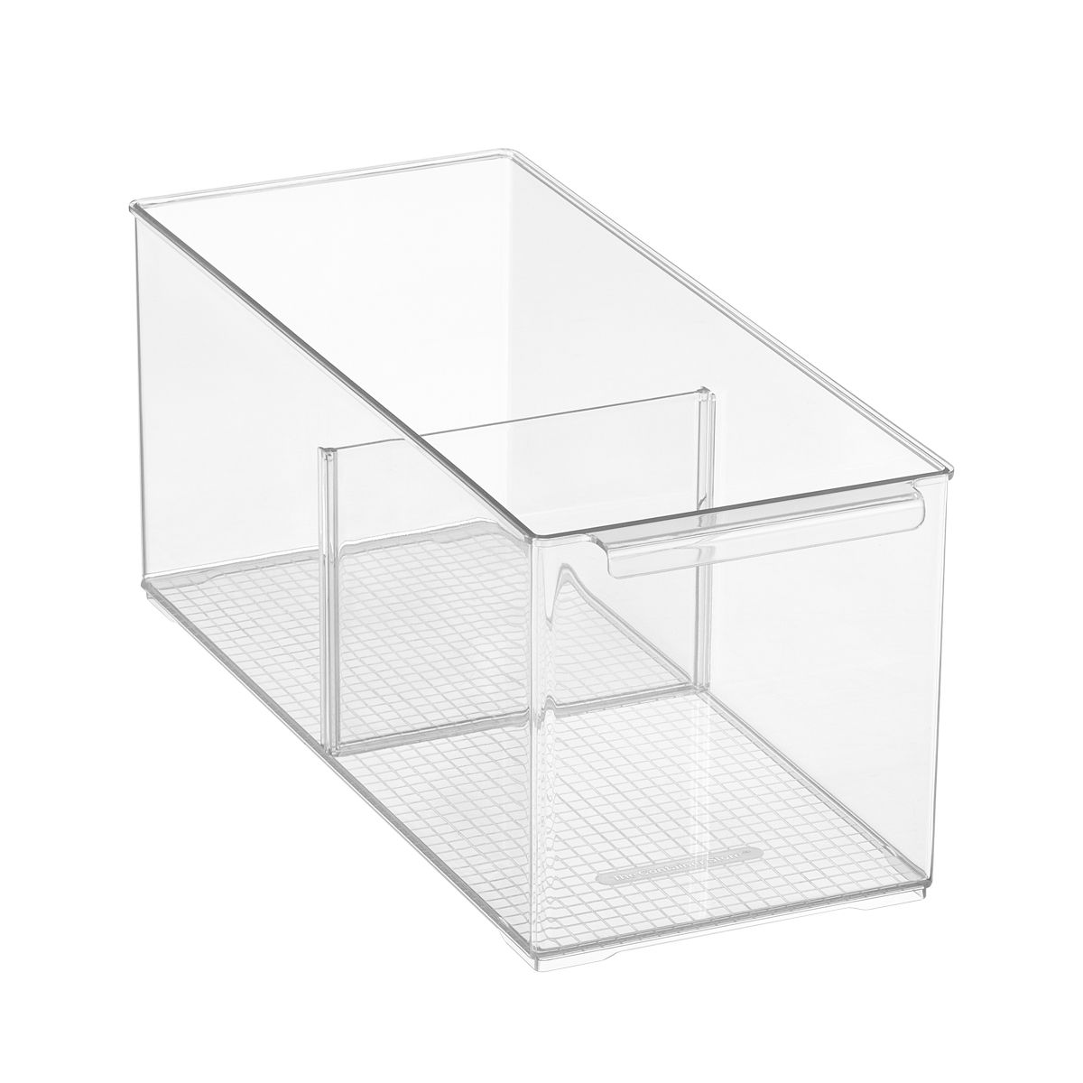 The Everything Organizer Medium Shelf Depth Pantry Bin w/ Divider | The Container Store