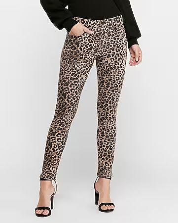 High Waisted Leopard Jean Ankle Leggings | Express